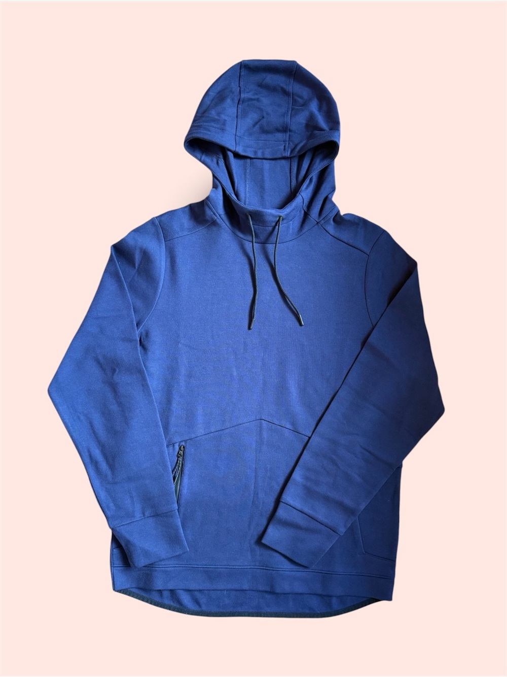 Classic Men's Blue Hooded Sweatshirt with Zippered Pocket